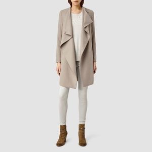 Allsaints Ora wool coat in taupe/grey size 8